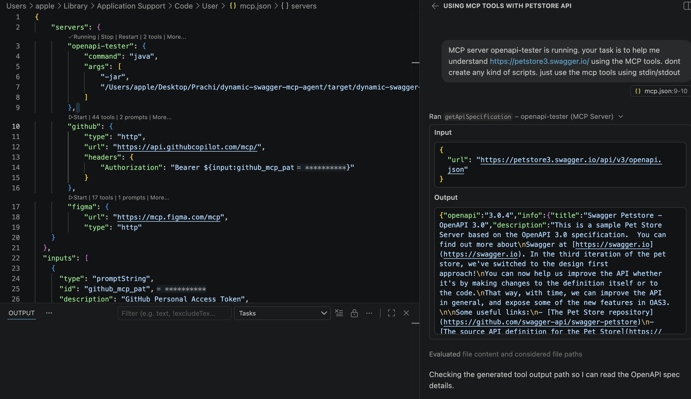 Dynamic Swagger MCP Agent - Stream Parsing Verification Terminal