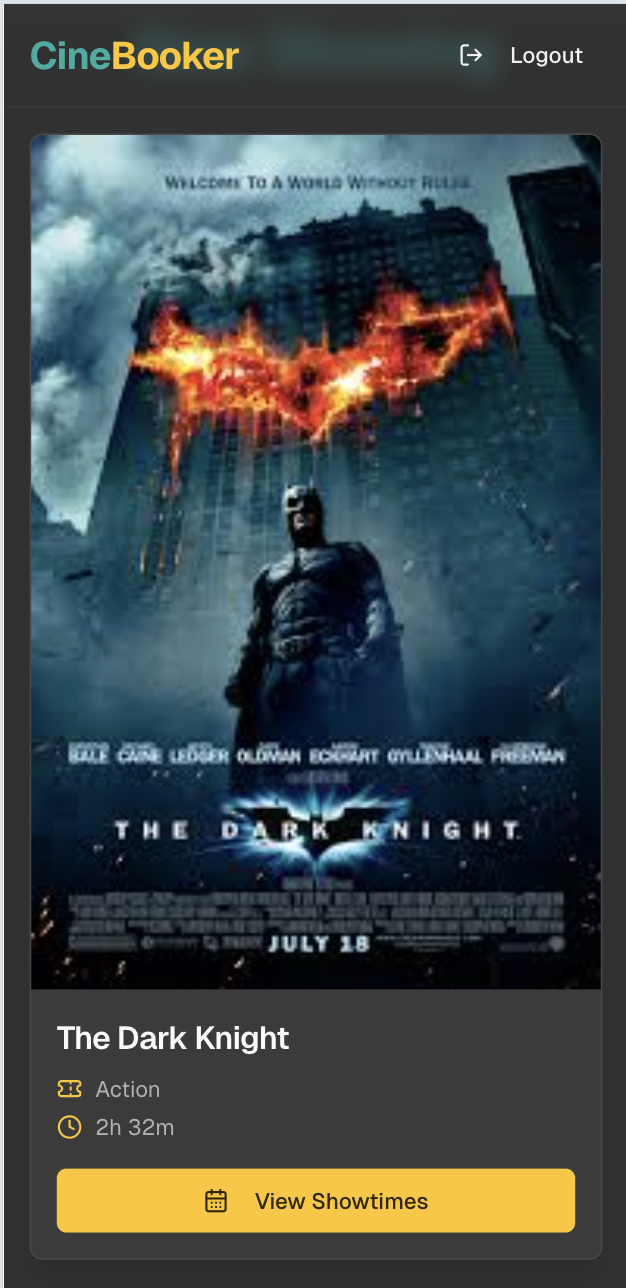 Movie Ticket Booking System - Mobile Responsive View Allocation