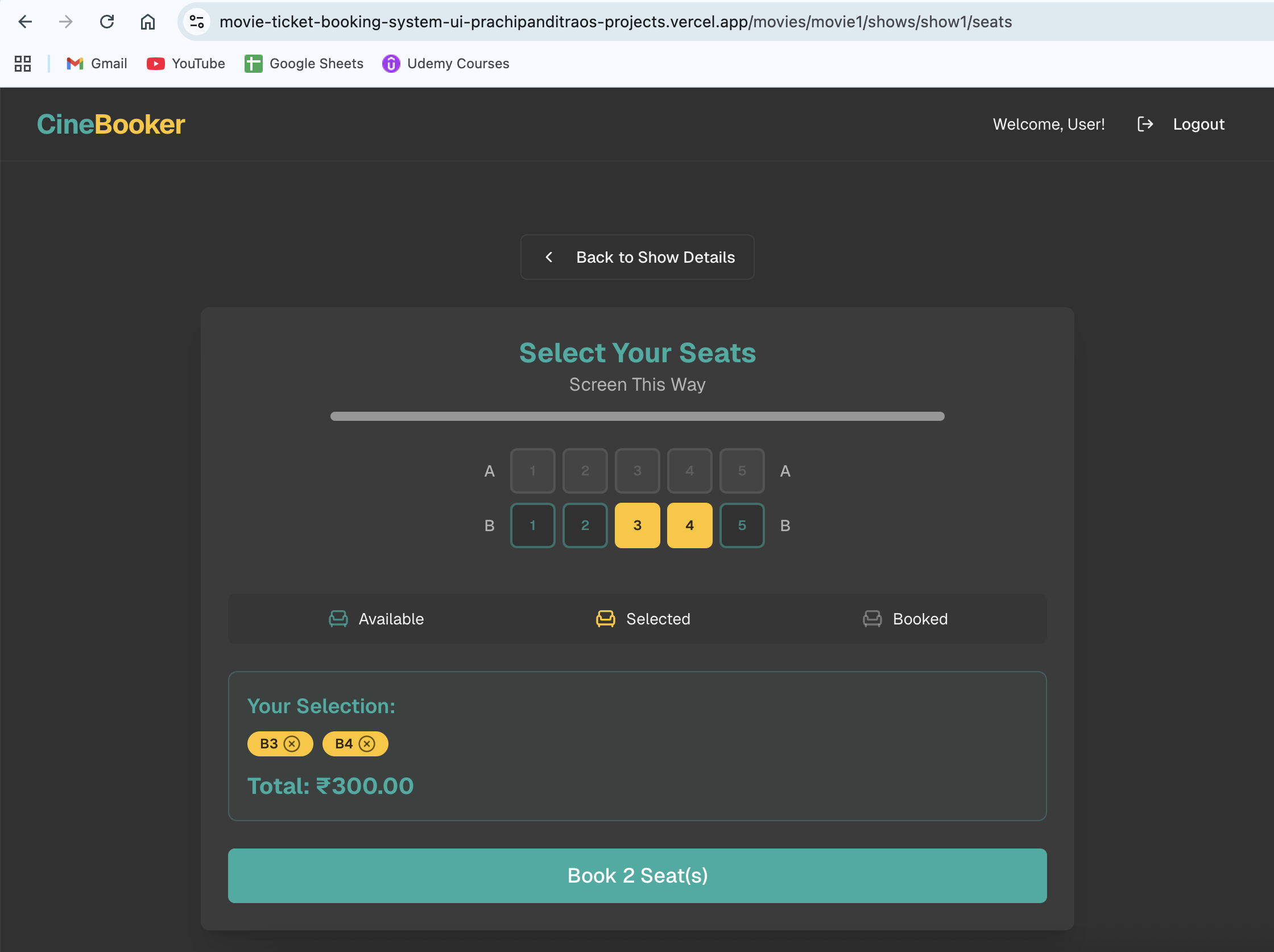 Movie Ticket Booking System - Transaction Metrics Engine Interface