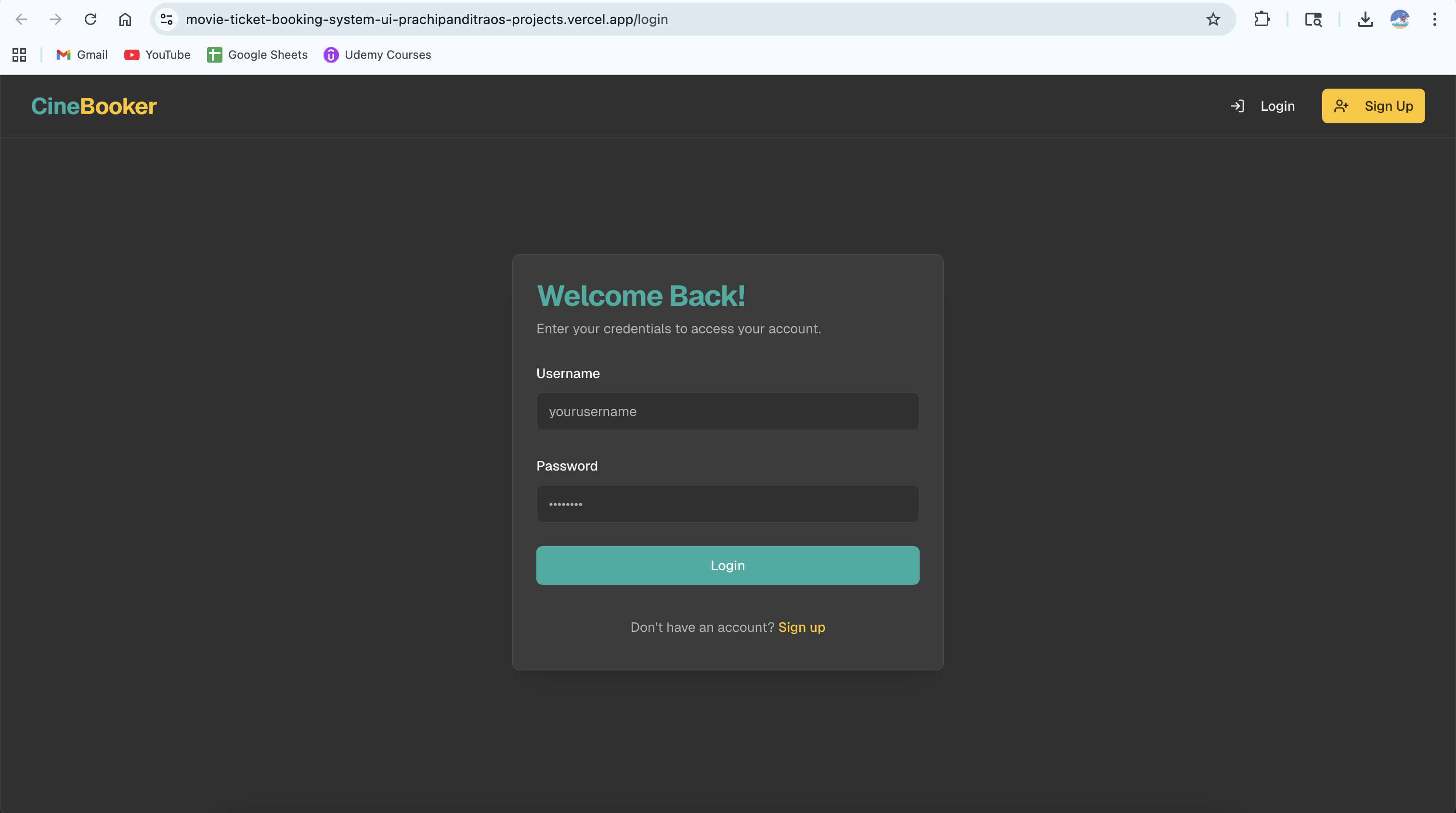 Movie Ticket Booking System - Encrypted Authentication Layer UI